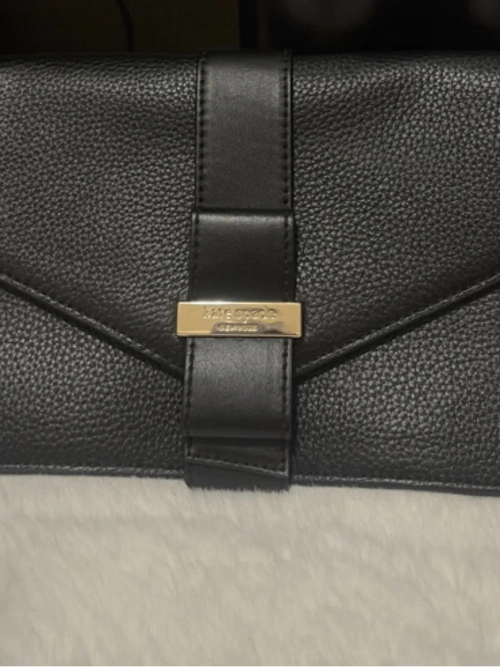 kate spade Black Leather Envelope Clutch